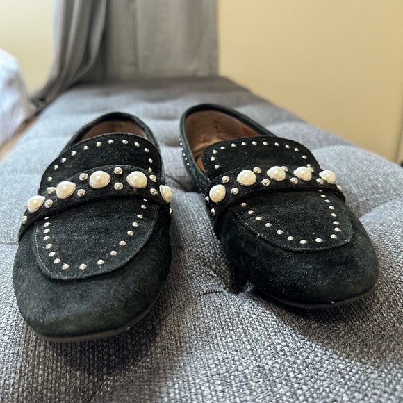 Steve Madden Loafers Black Velvet Texture Pearl Pearlyn (US 6) - Picture 3 of 5